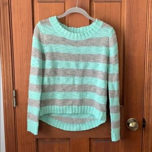 Striped high-low hem sweater